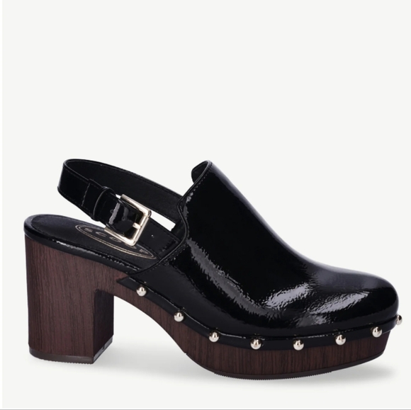 - Black Patent Leather Women's Clogs Used Worn Once - Picture 3 of 6